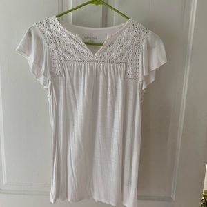 White blouse with eyelet top